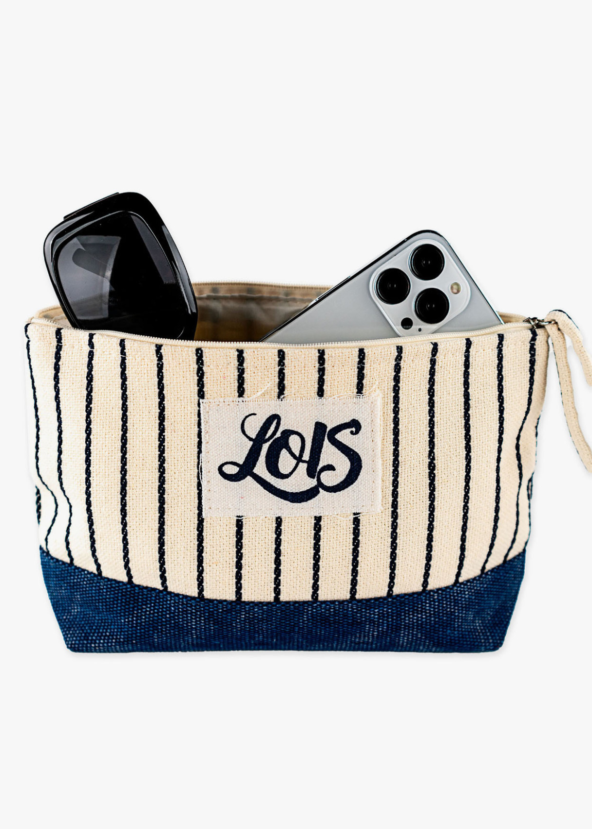 Bolsa de aseo neceser rayas azul