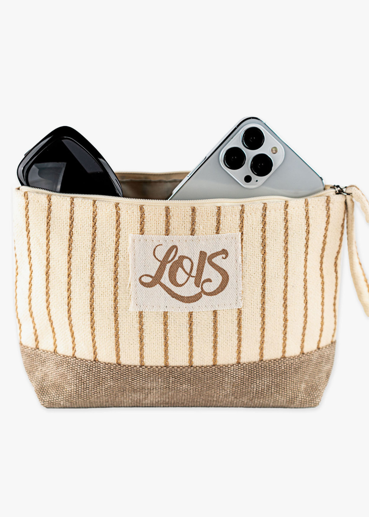 Bolsa de aseo rayas neceser beige