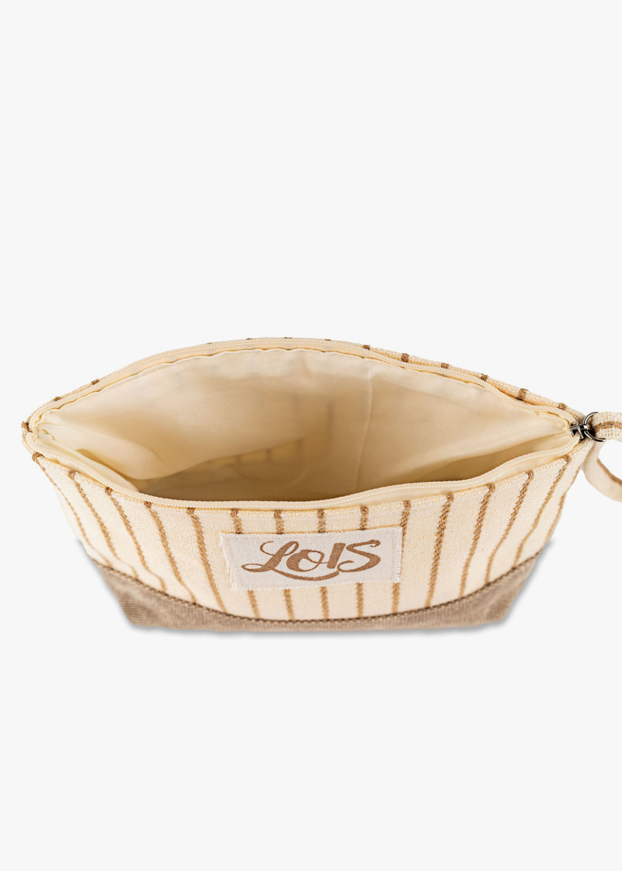 Bolsa de aseo rayas neceser beige