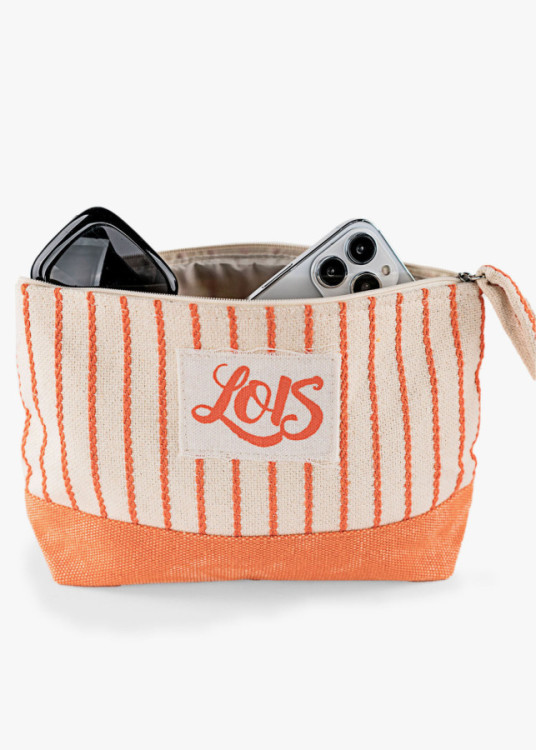 Bolsa de aseo neceser rayas naranja