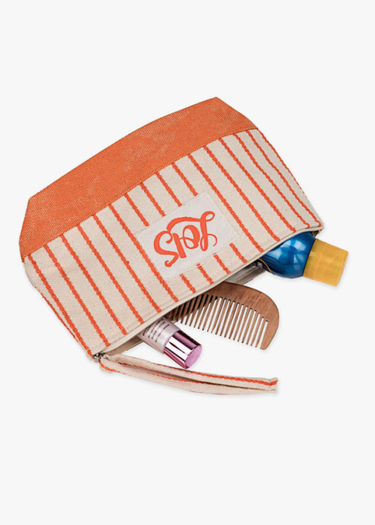 Bolsa de aseo neceser rayas naranja