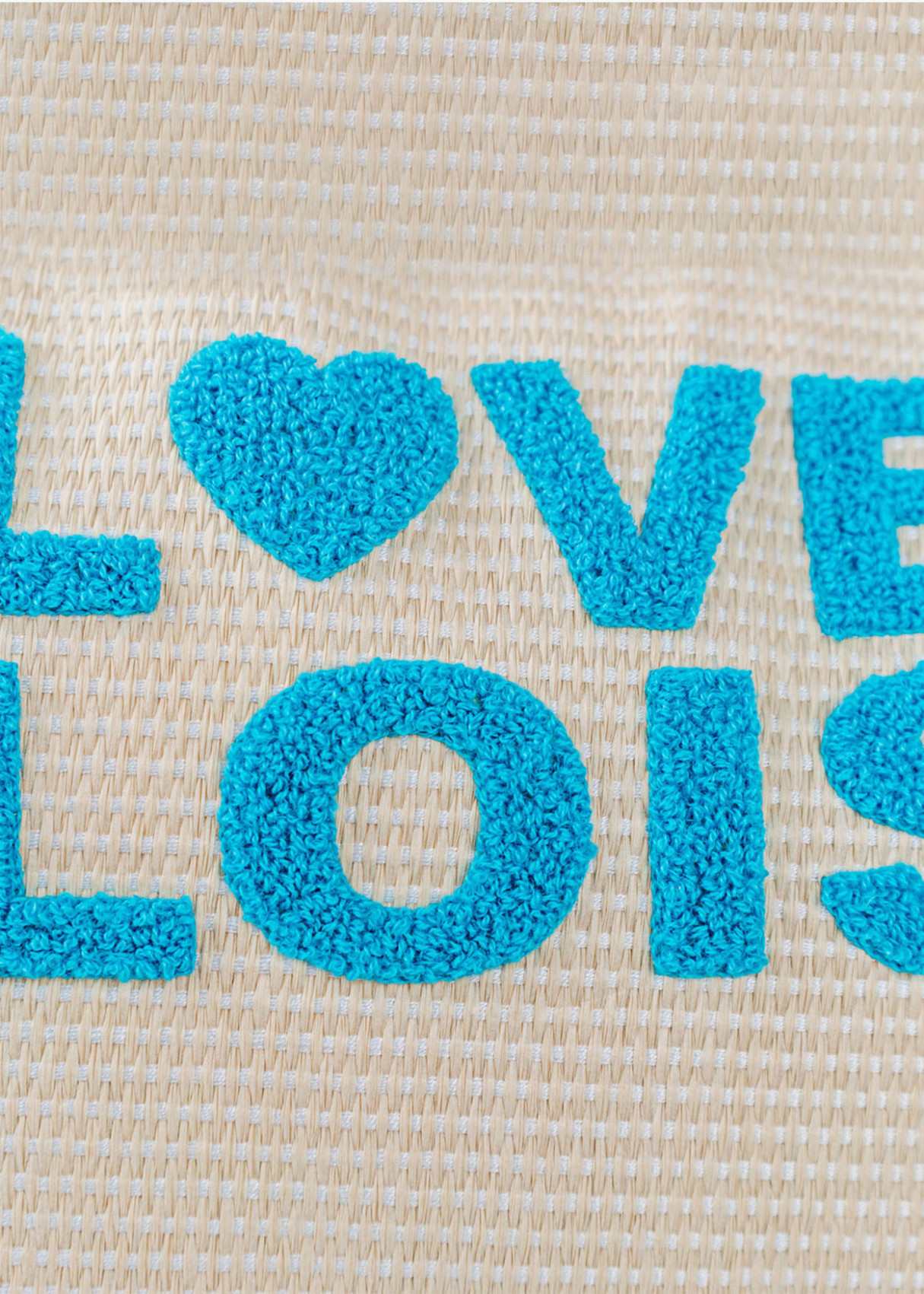 Bolso De Playa de Rafia Bicolor Azul