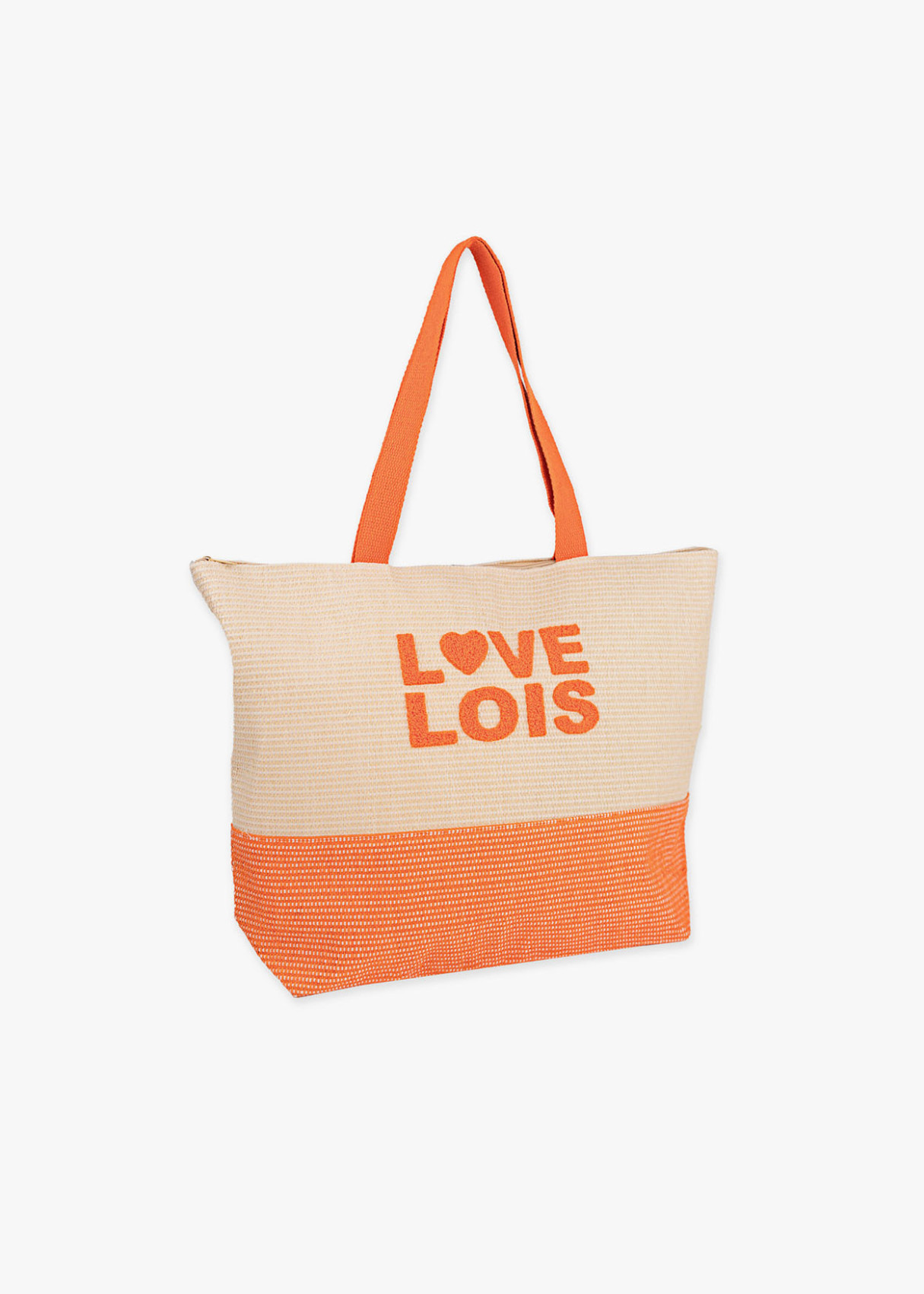 Bolso Playa Rafia Bicolor Naranja