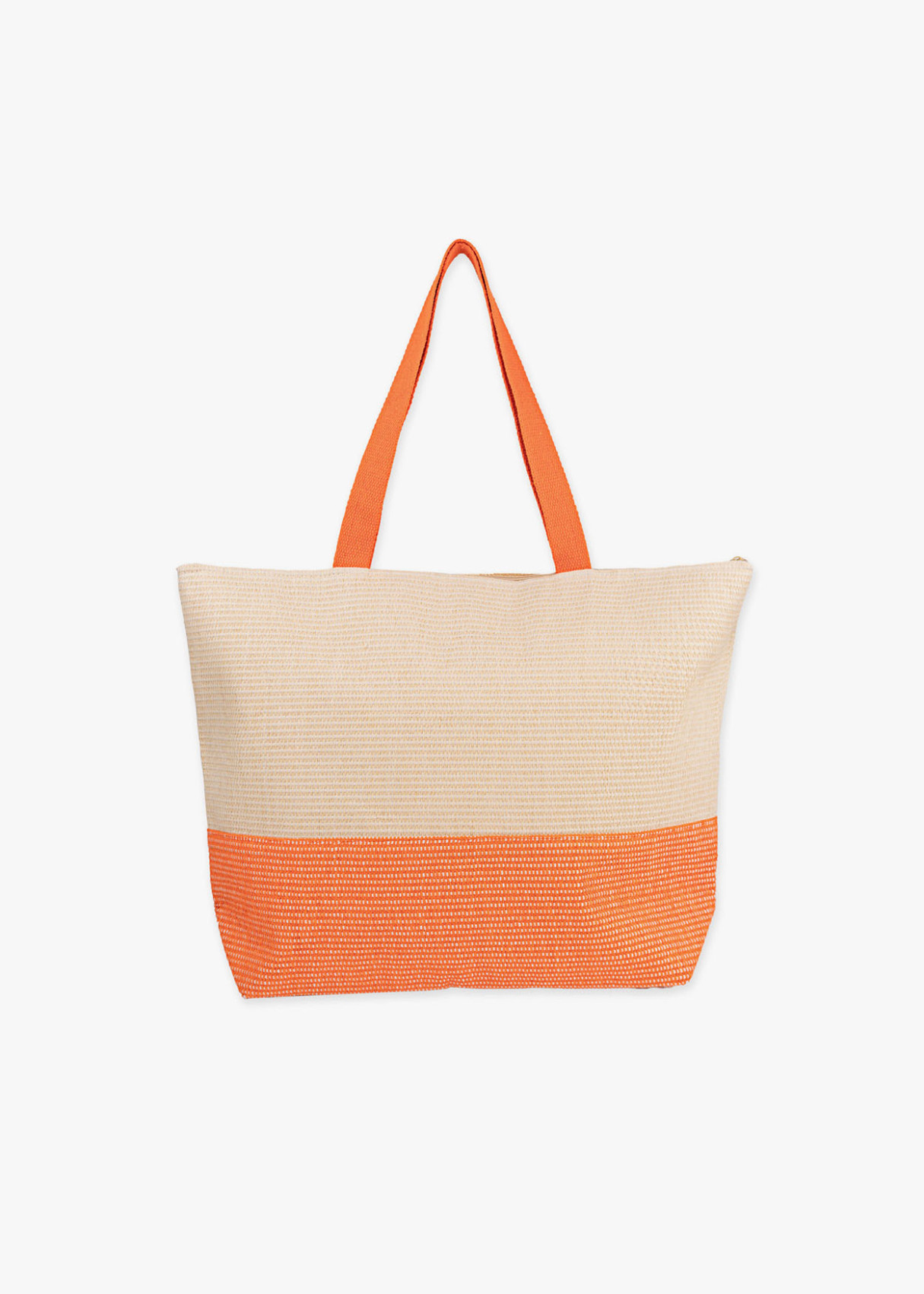 Bolso Playa Rafia Bicolor Naranja