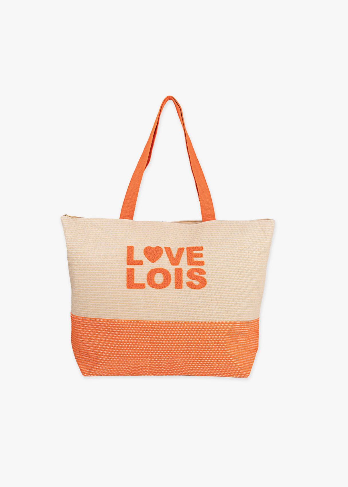 Bolso Playa Rafia Bicolor Naranja