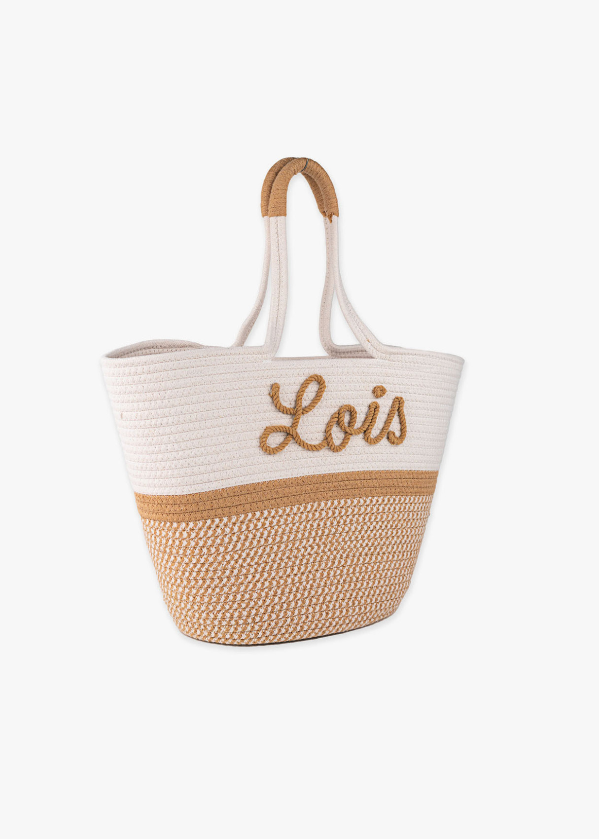 Bolso cuerda bicolor detalle asa Blanco