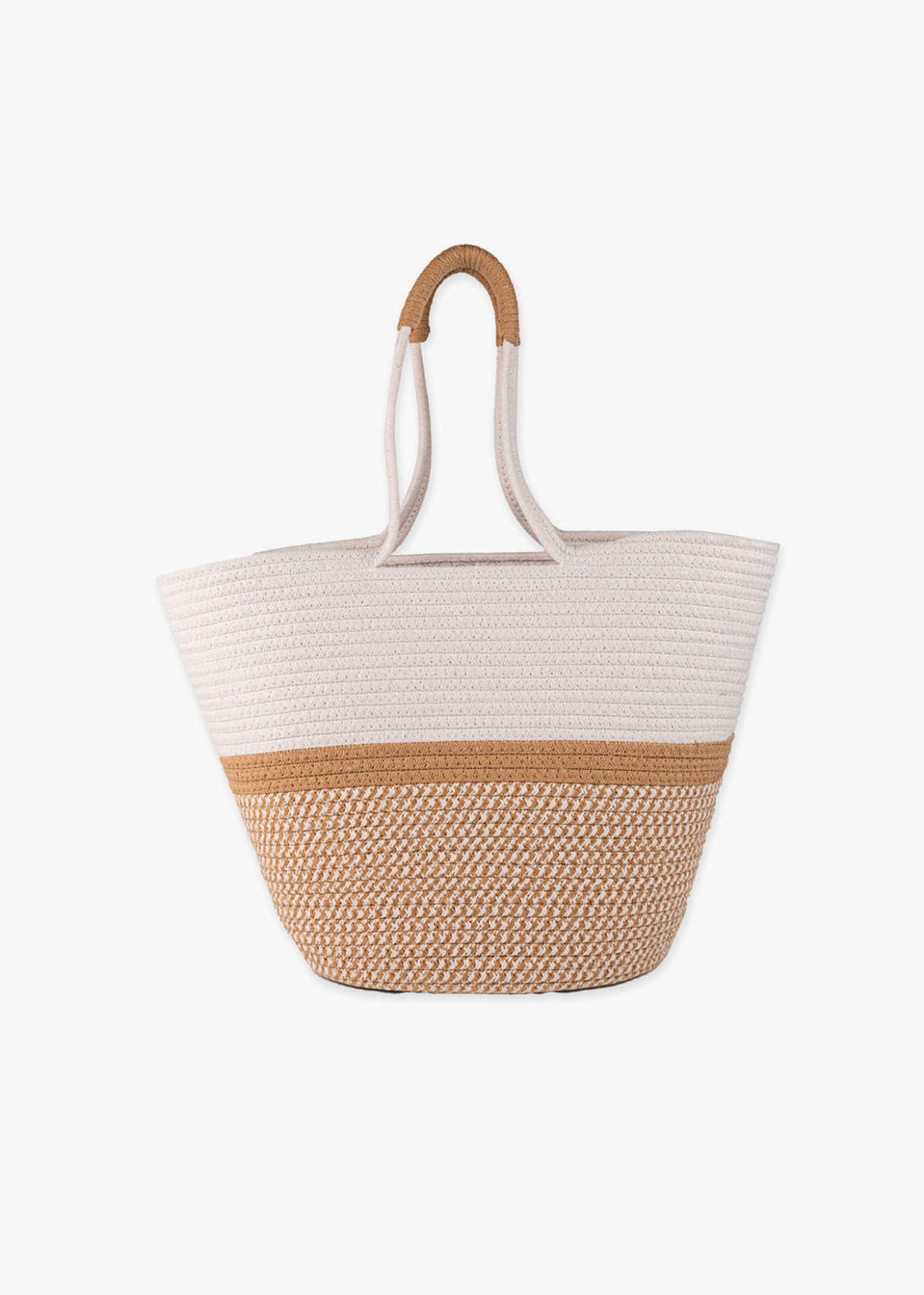 Bolso cuerda bicolor detalle asa Blanco