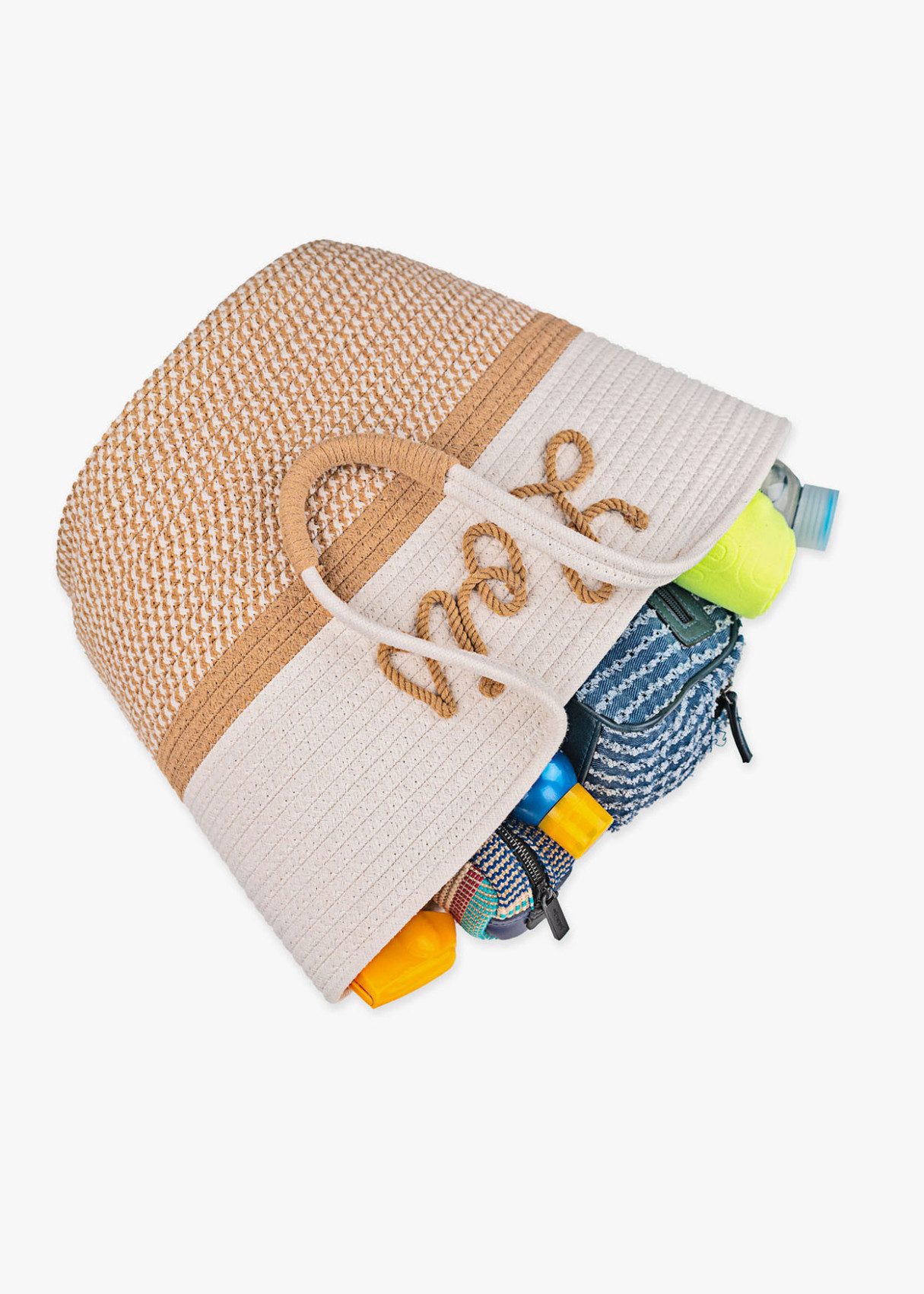 Bolso cuerda bicolor detalle asa Blanco