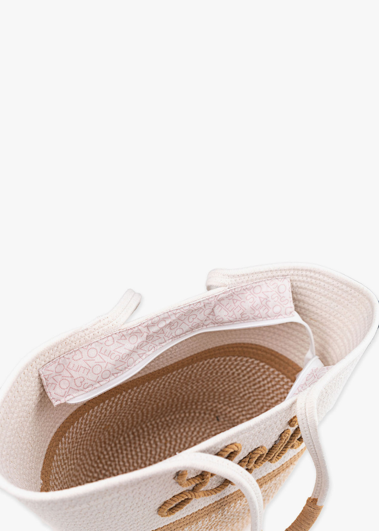 Bolso cuerda bicolor detalle asa Blanco