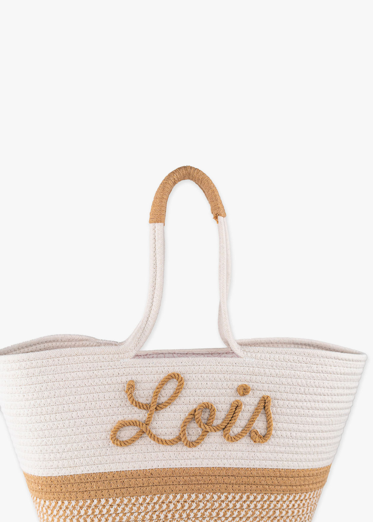 Bolso cuerda bicolor detalle asa Blanco