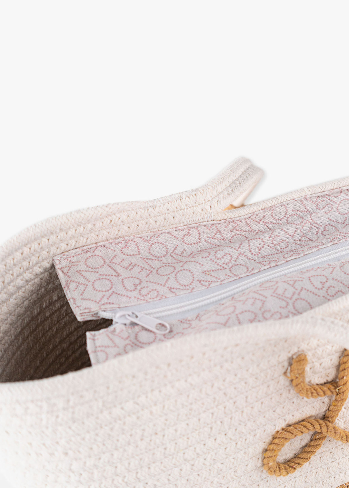 Bolso cuerda bicolor detalle asa Blanco