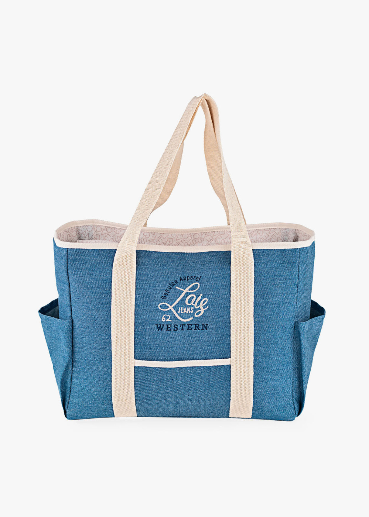 Bolso playa bolsillos laterales azul