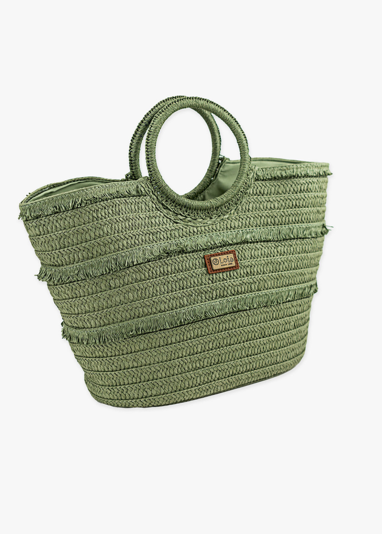 Bolso Capazo de playa rafia monocolor verde