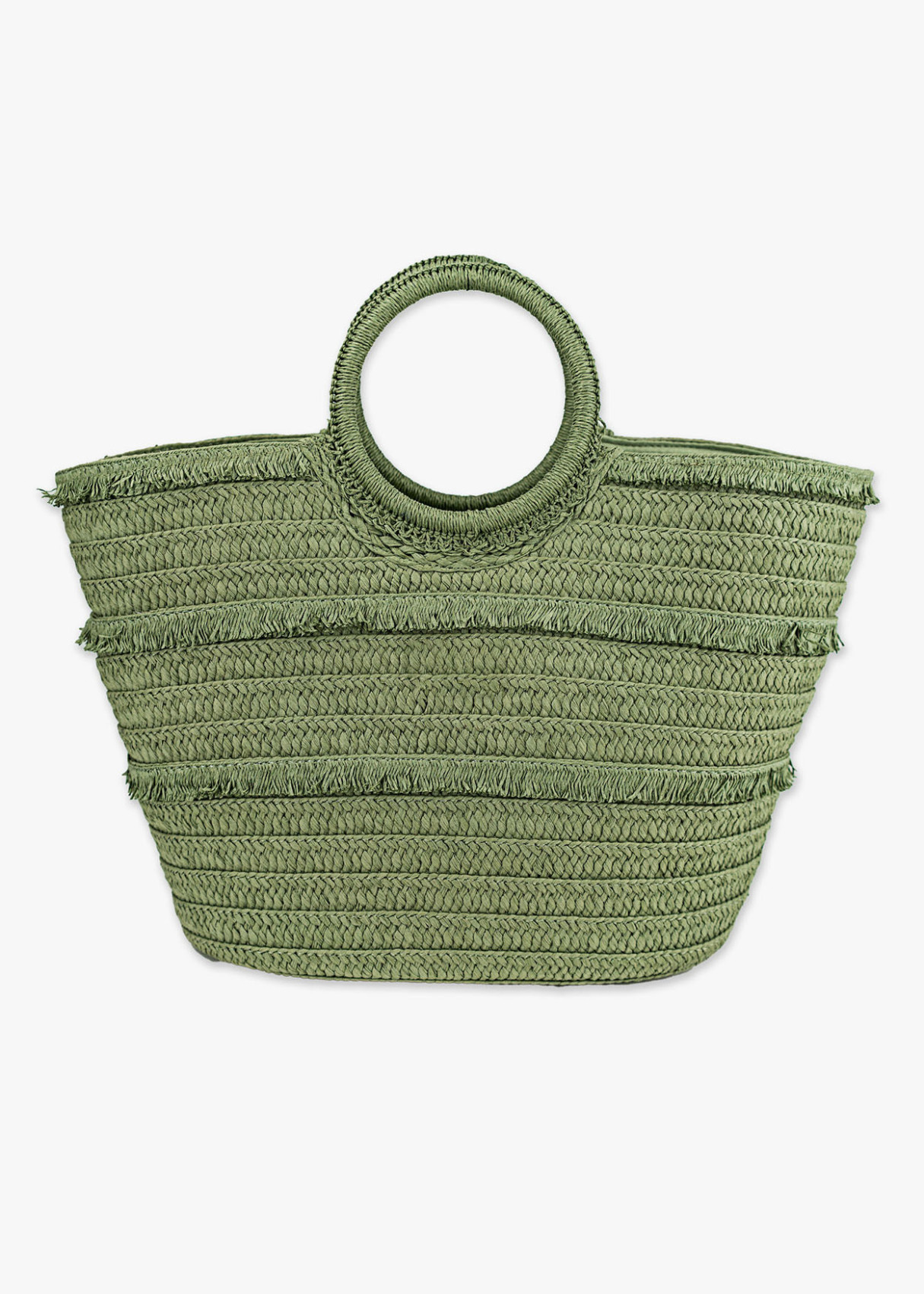 Bolso Capazo de playa rafia monocolor verde