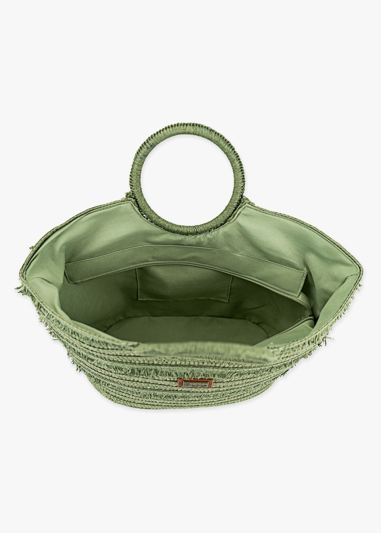 Bolso Capazo de playa rafia monocolor verde