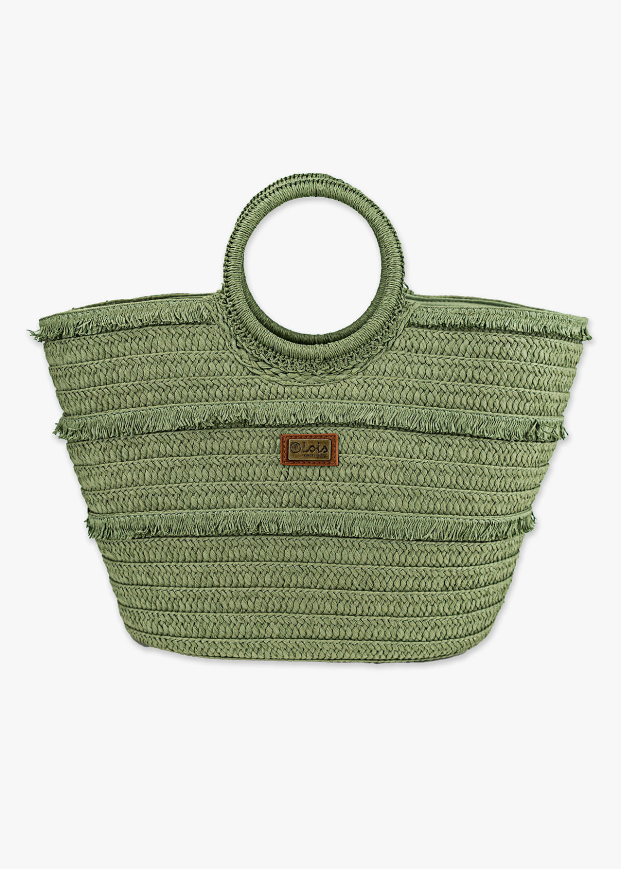 Bolso Capazo de playa rafia monocolor verde