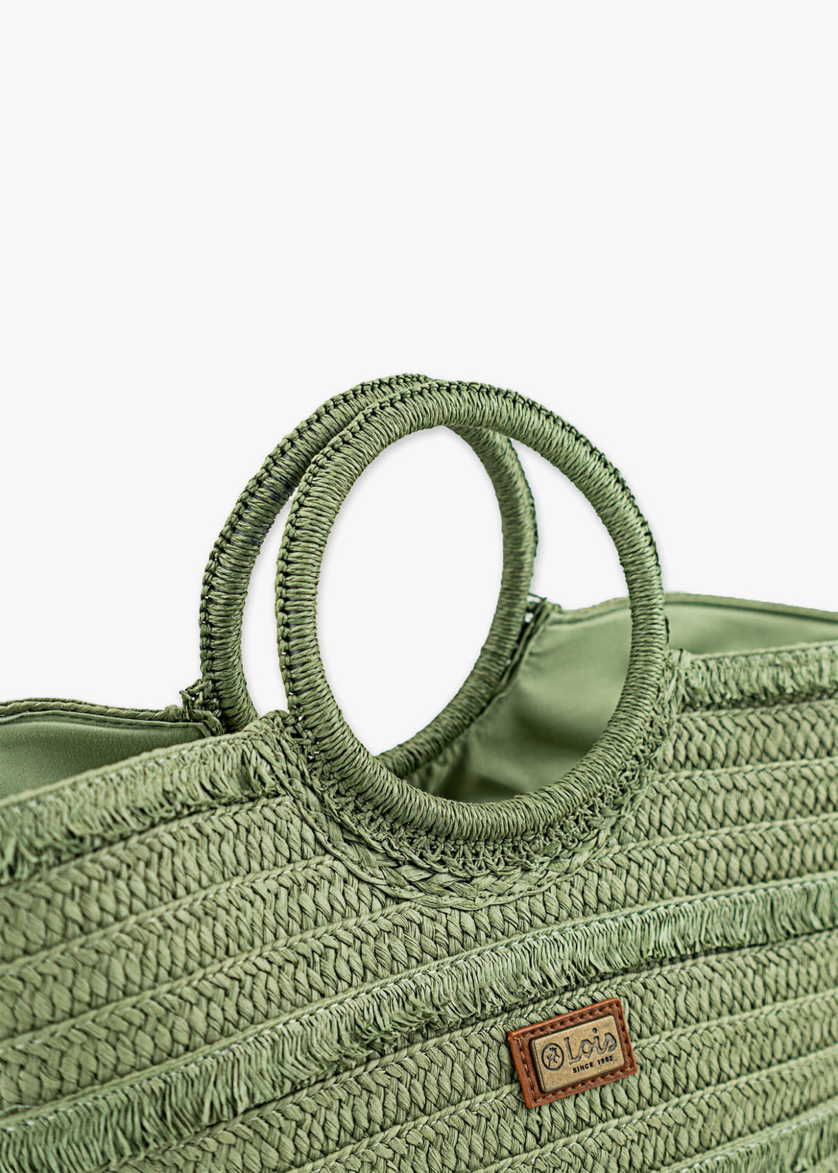 Bolso Capazo de playa rafia monocolor verde