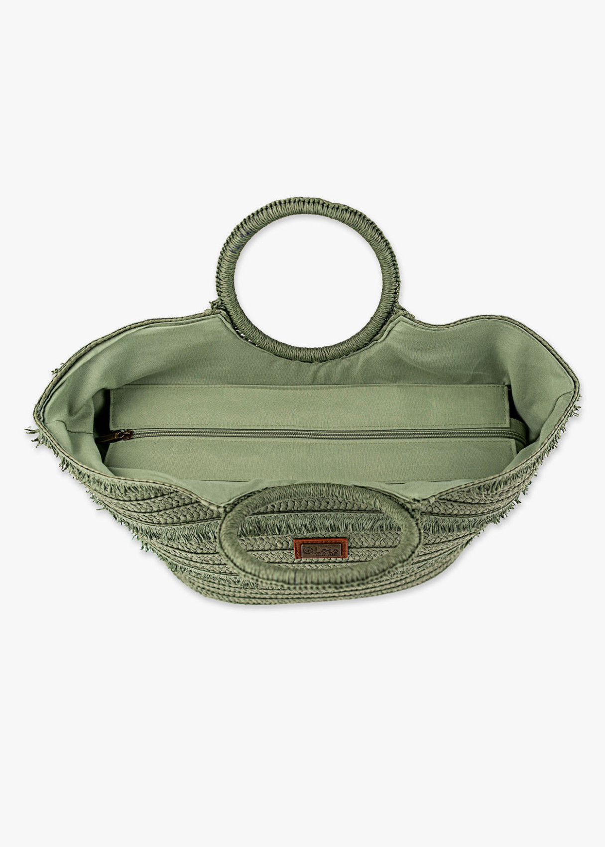 Bolso Capazo de playa rafia monocolor verde