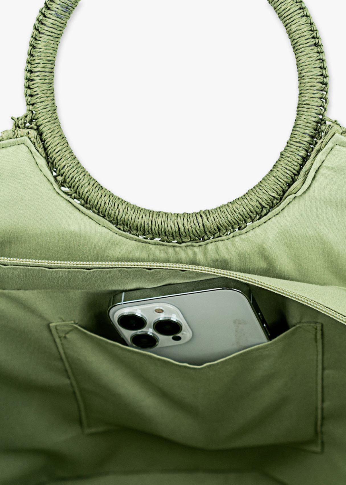 Bolso Capazo de playa rafia monocolor verde