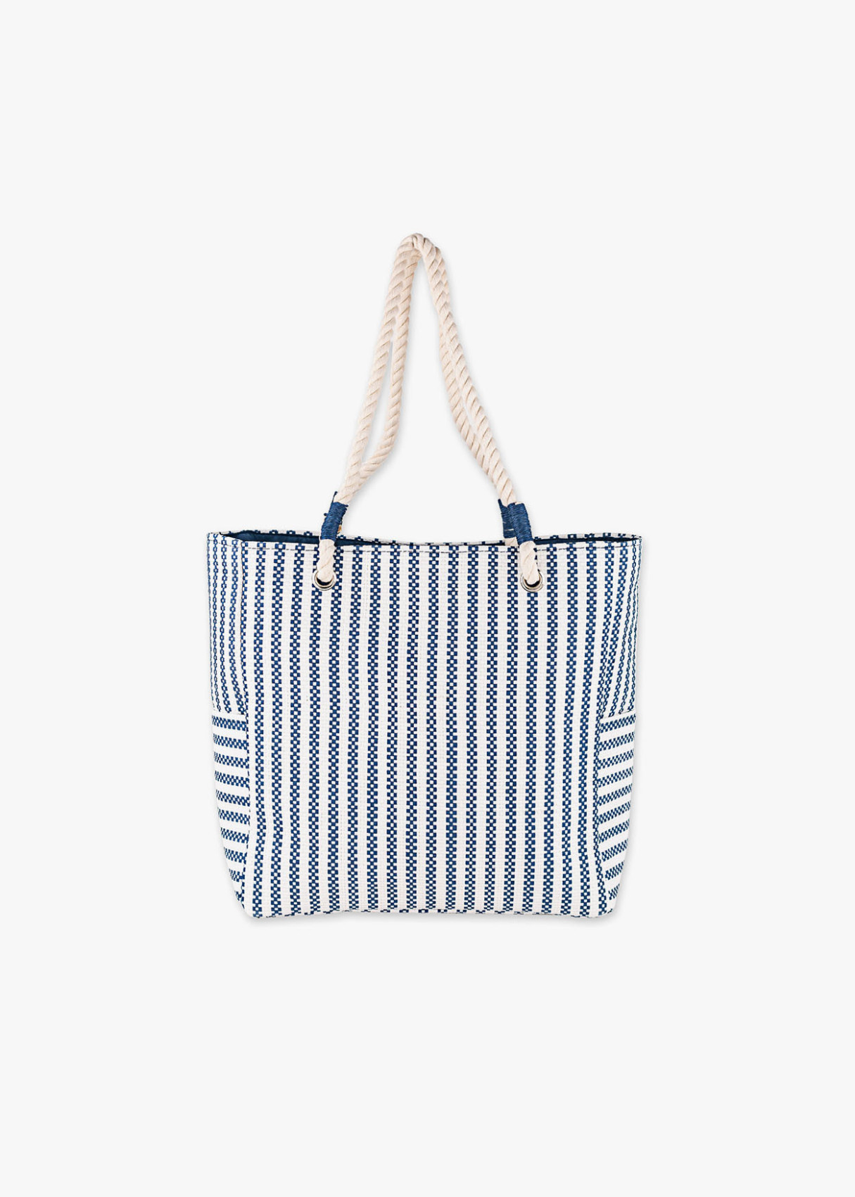 Bolso de Playa grande rayas asas cuerda azul