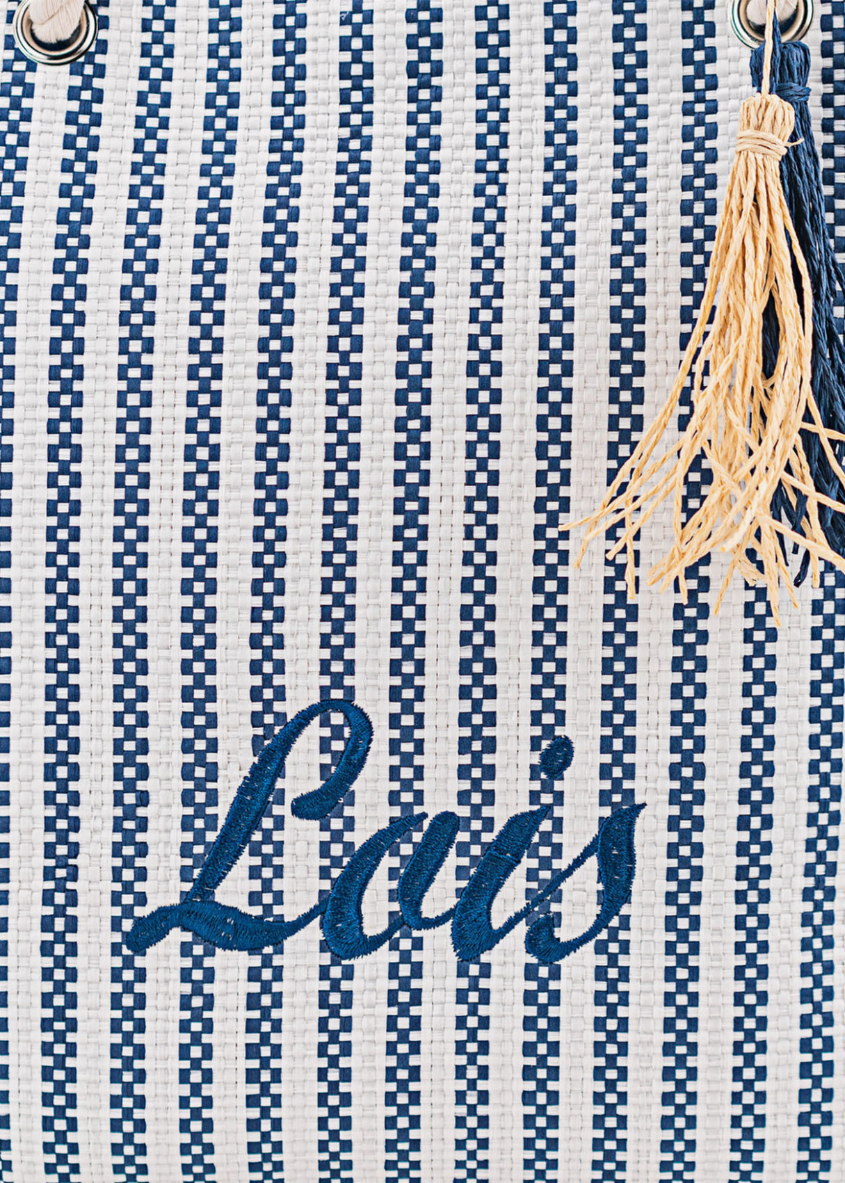 Bolso de Playa grande rayas asas cuerda azul