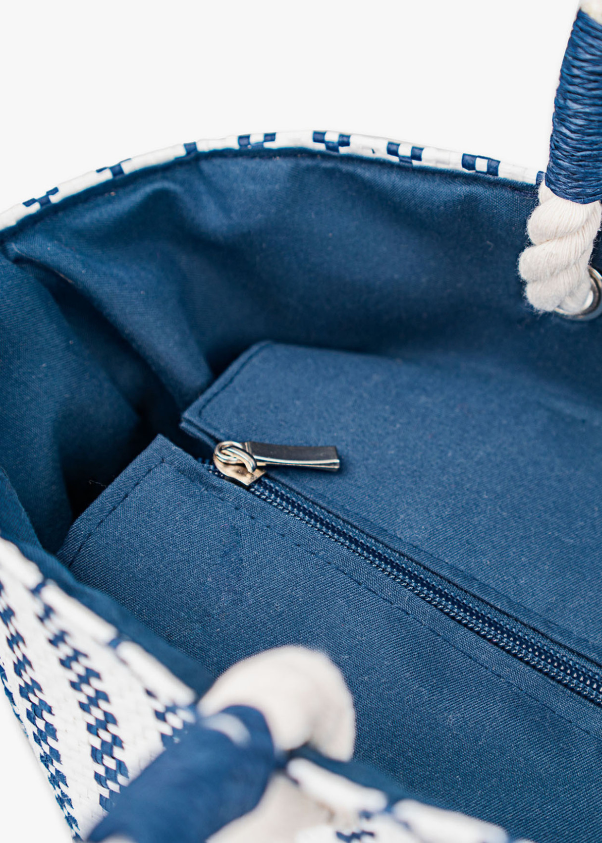 Bolso de Playa grande rayas asas cuerda azul