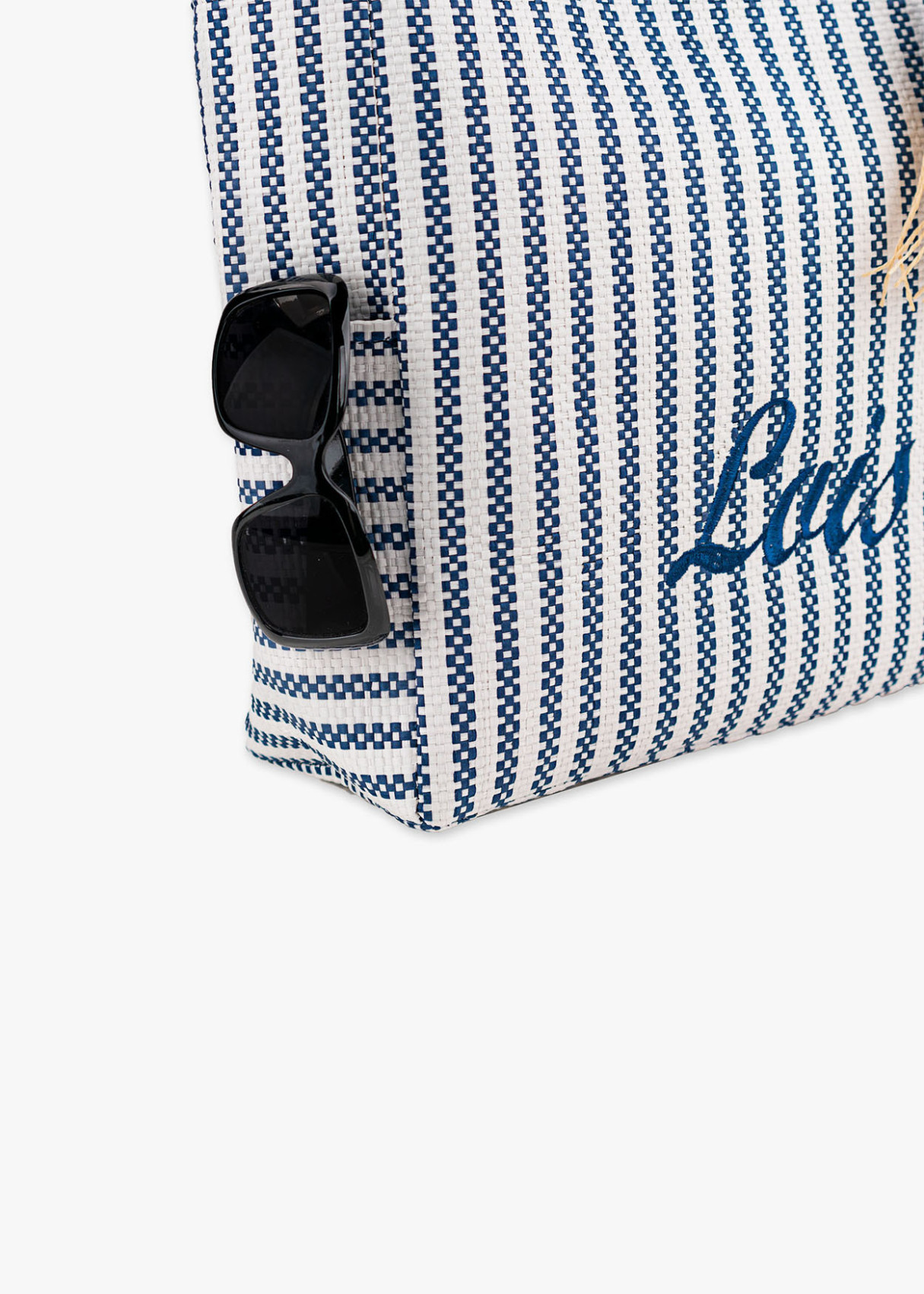 Bolso de Playa grande rayas asas cuerda azul