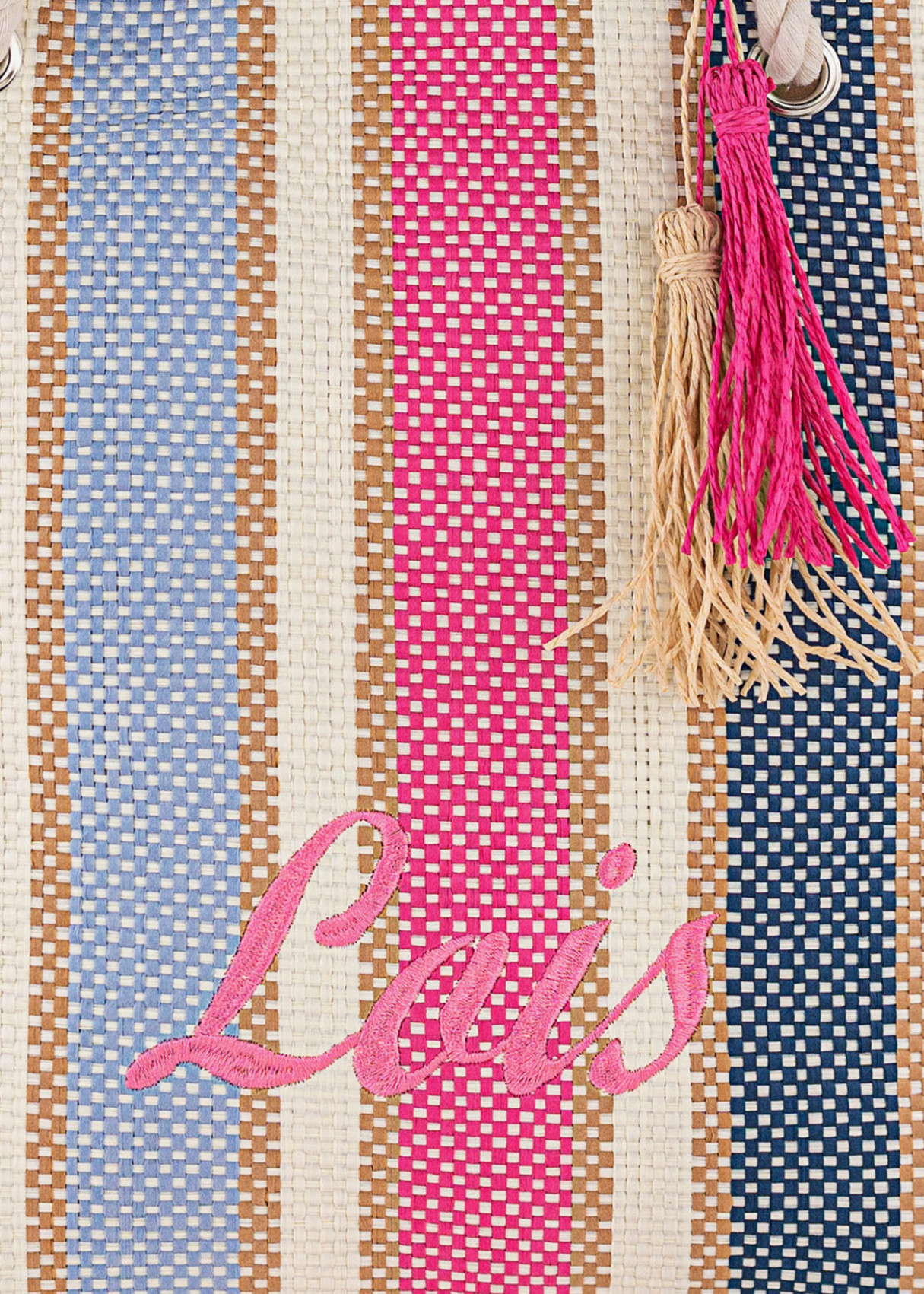 Bolso de Playa grande asas de cuerda a rayas multicolor