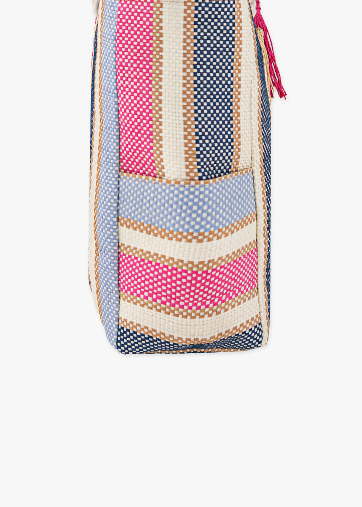 Bolso de Playa grande asas de cuerda a rayas multicolor