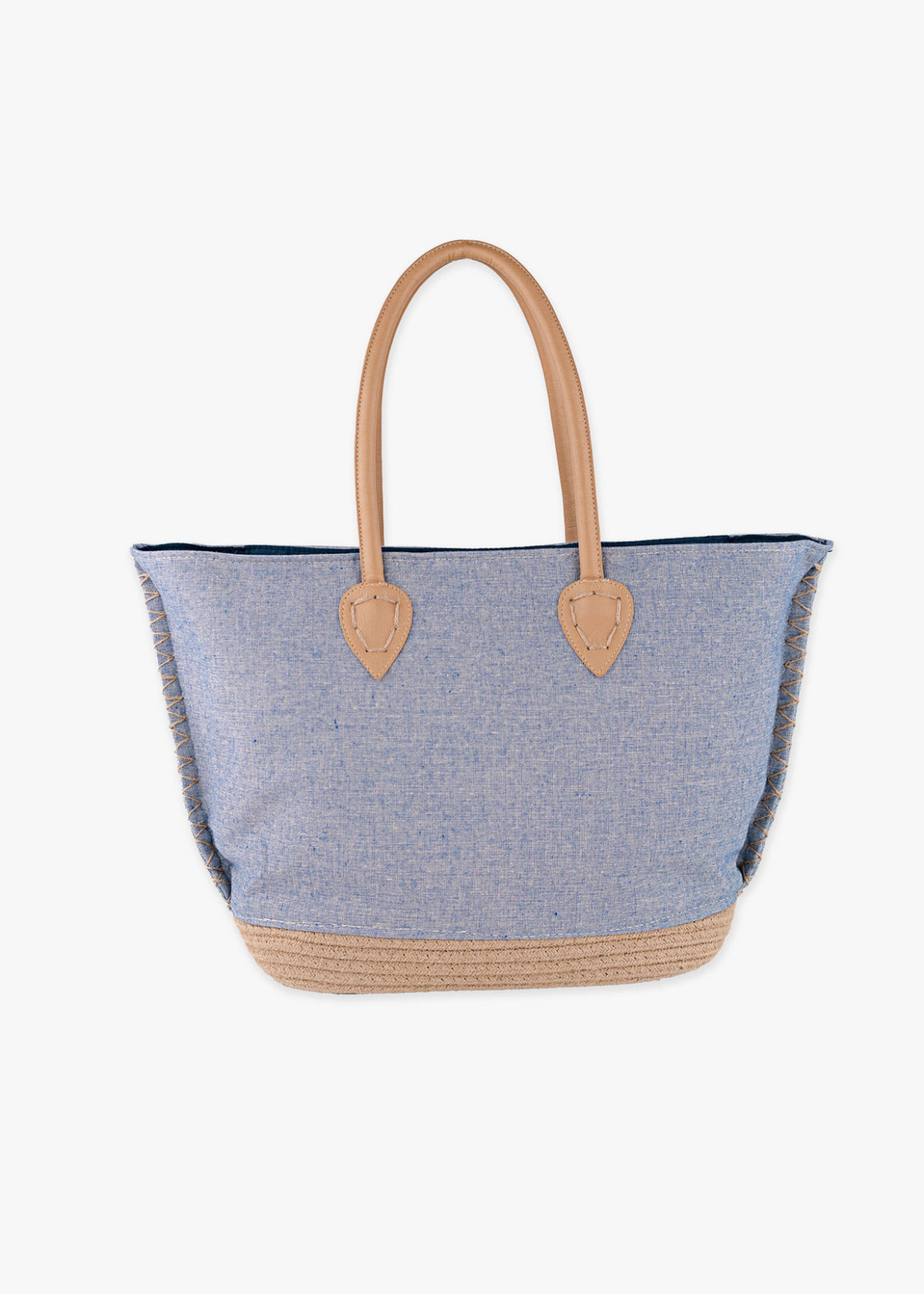 Bolso Playa de lona detalle borla azul