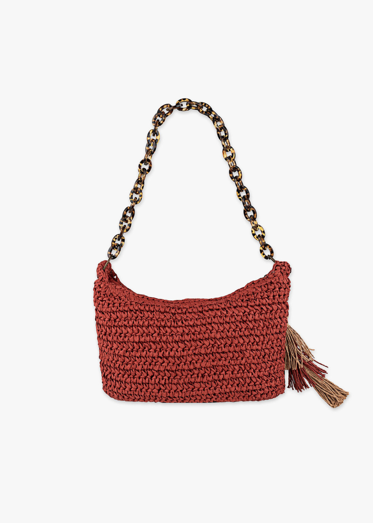 Bolso Rafia cadena carey Rojo