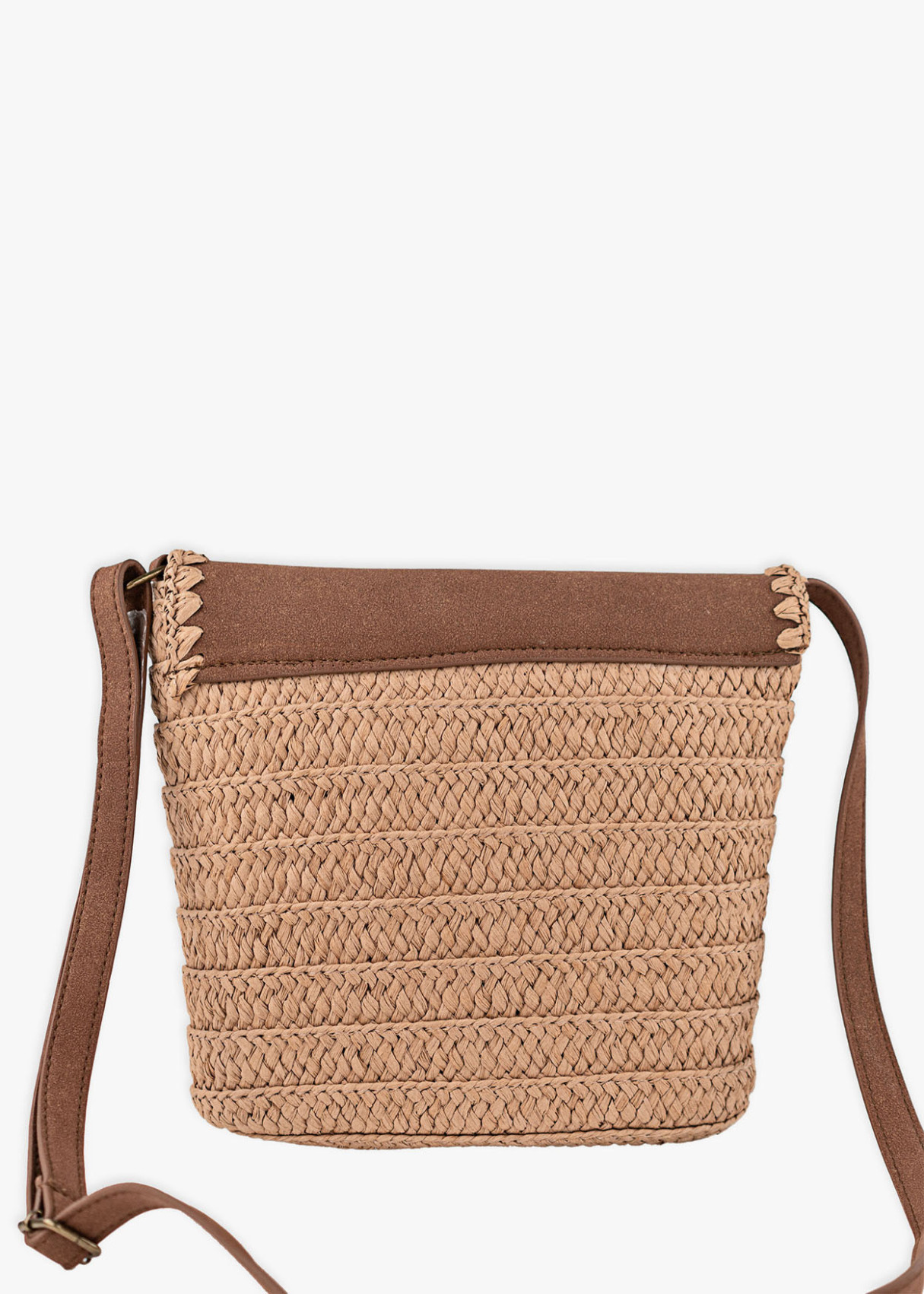 Bolso Bandolera Rafia solapa marrón