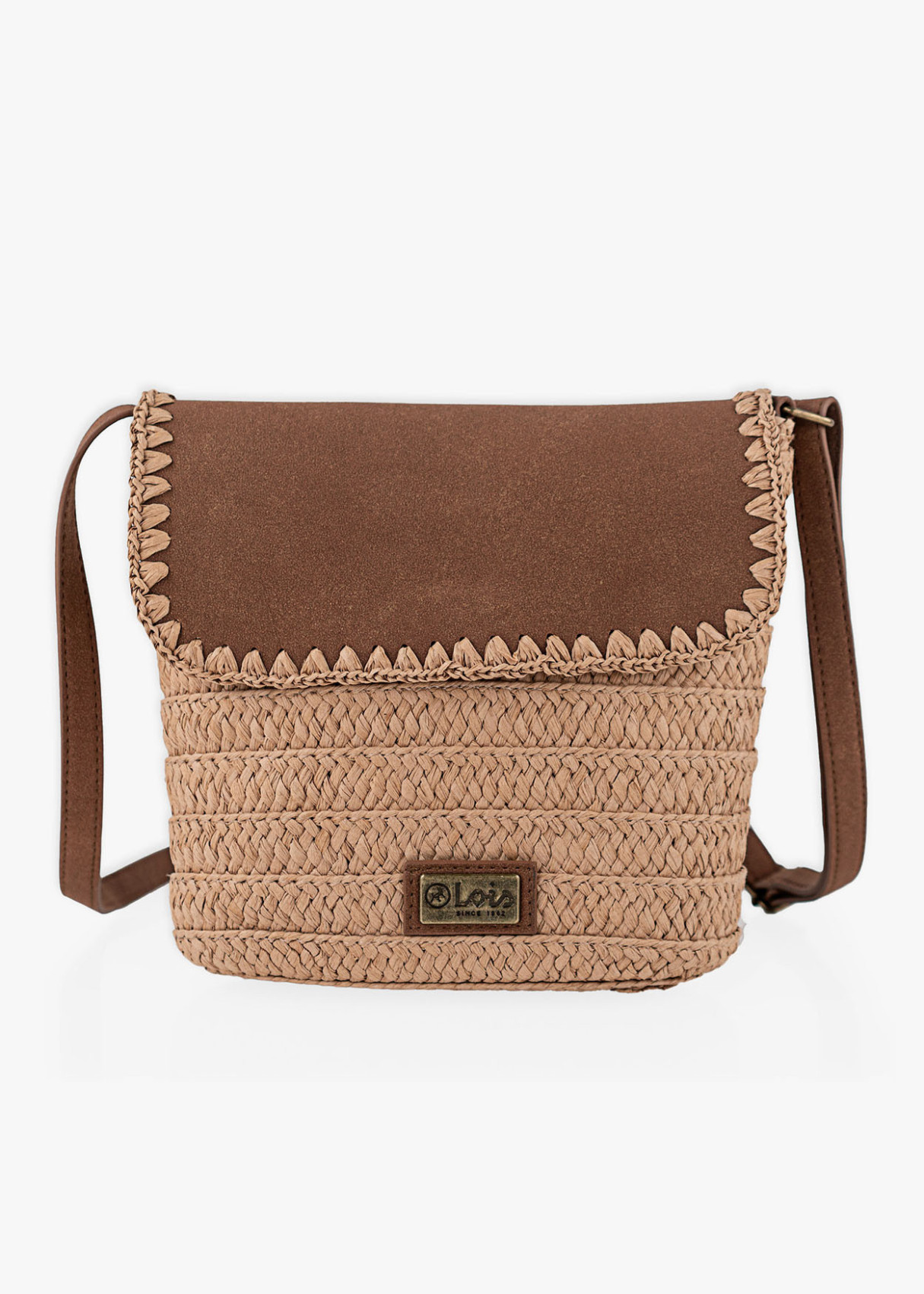 Bolso Bandolera Rafia solapa marrón