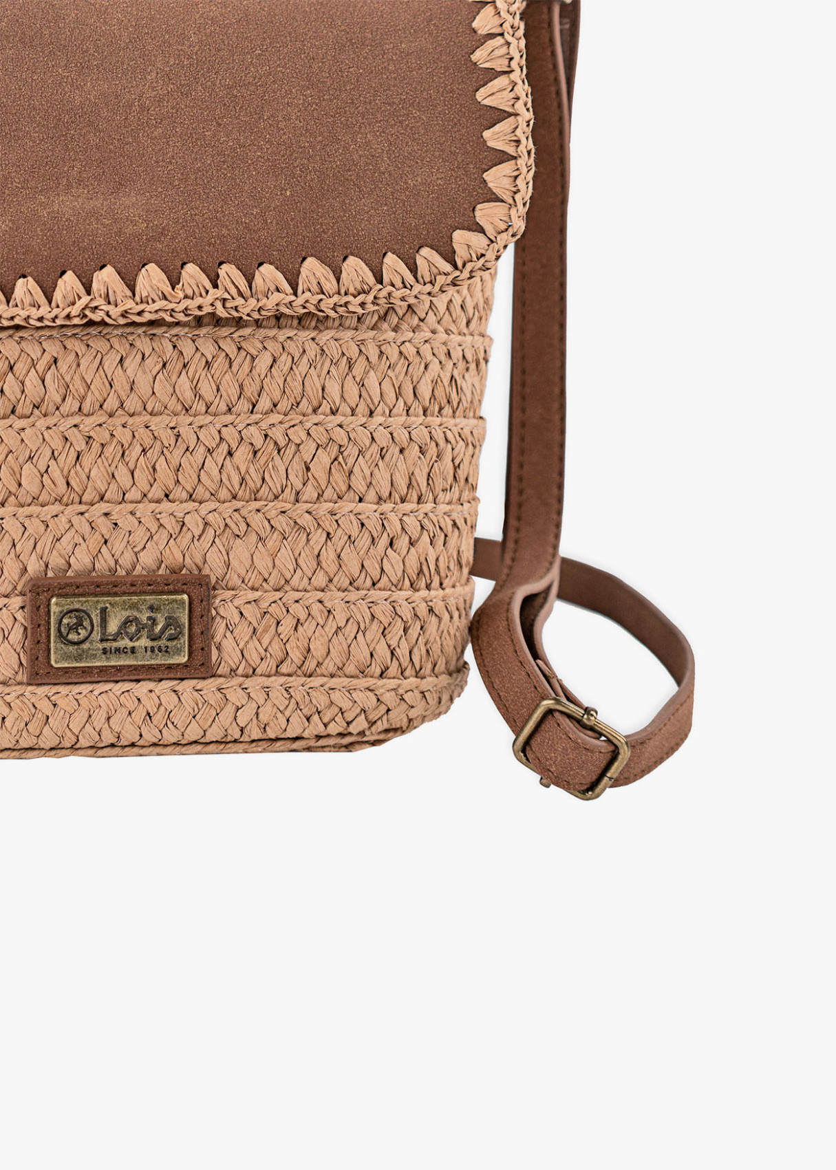 Bolso Bandolera Rafia solapa marrón