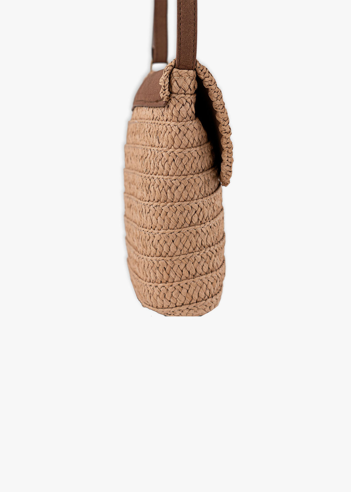 Bolso Bandolera Rafia solapa marrón