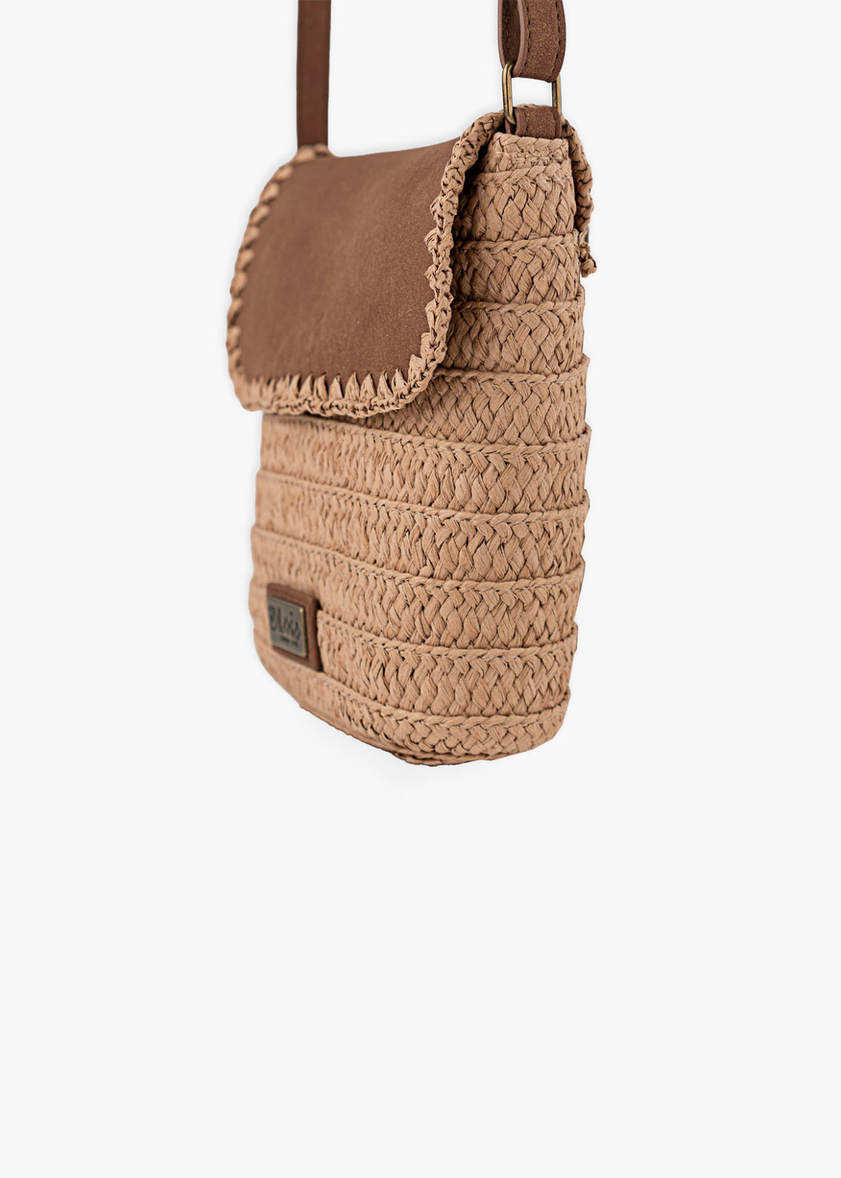 Bolso Bandolera Rafia solapa marrón