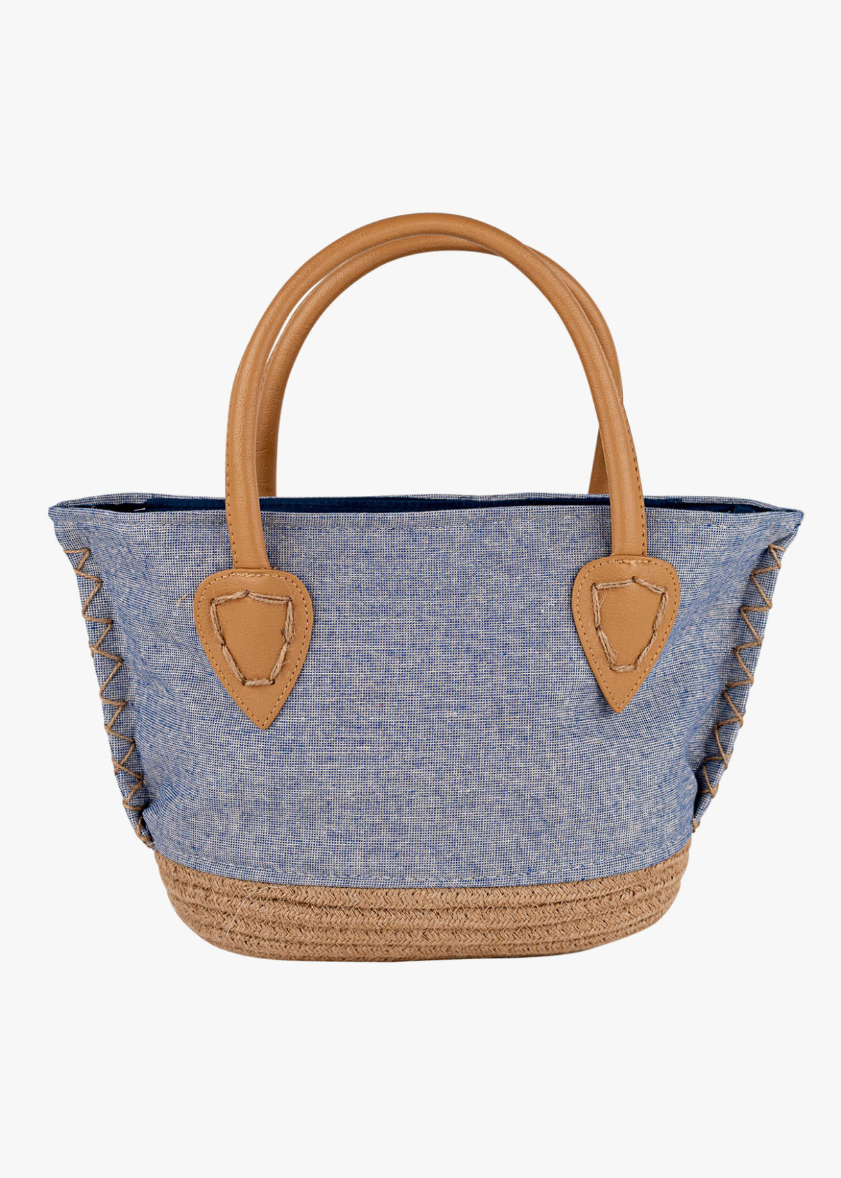 Bolso Playa pequeño lona detalle borla azul