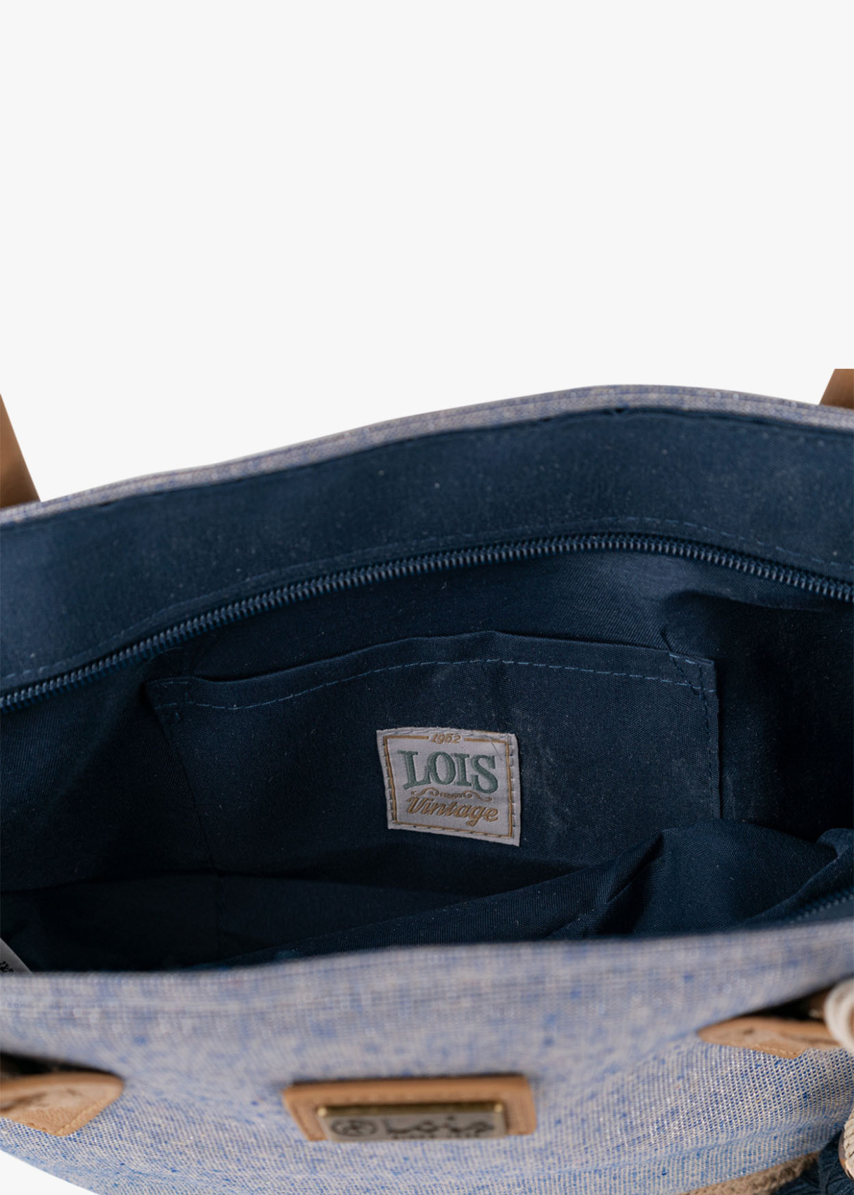 Bolso Playa pequeño lona detalle borla azul