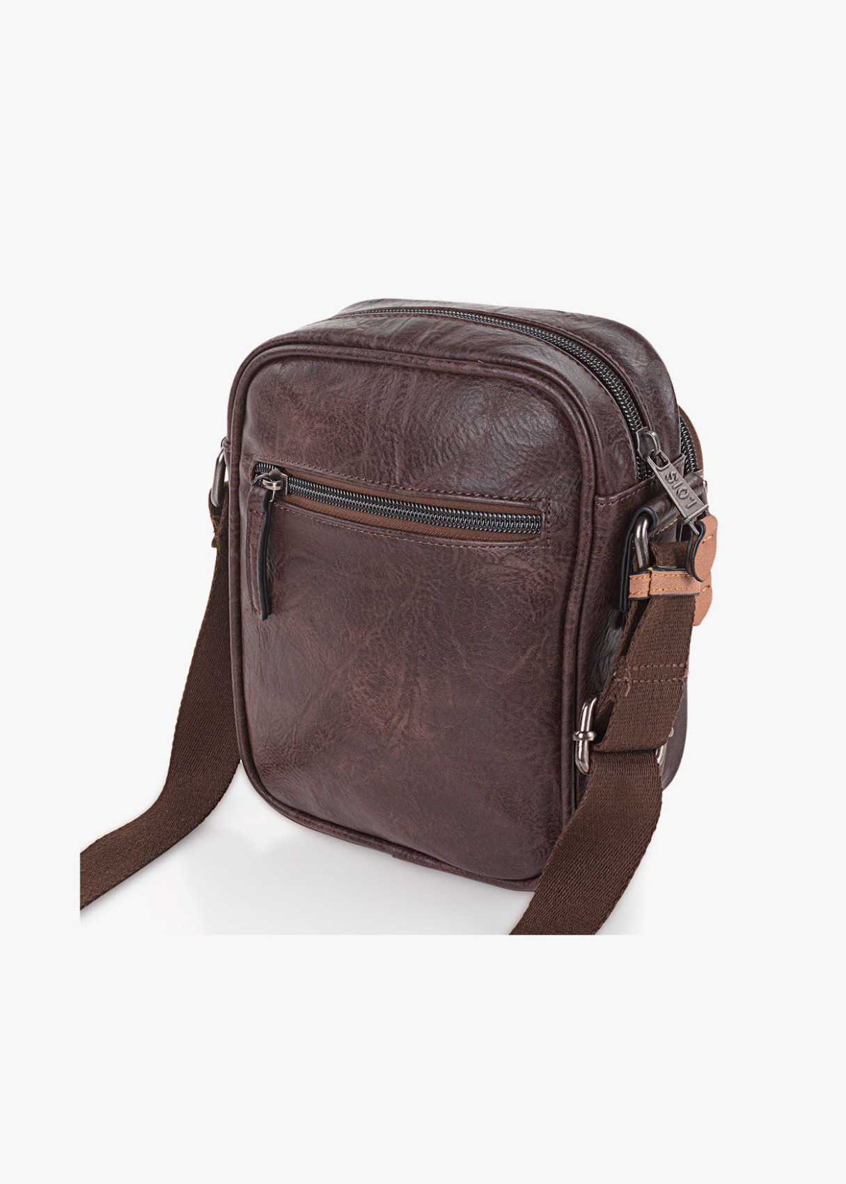 Bandolera ajustable con bolsillo frontal marrón