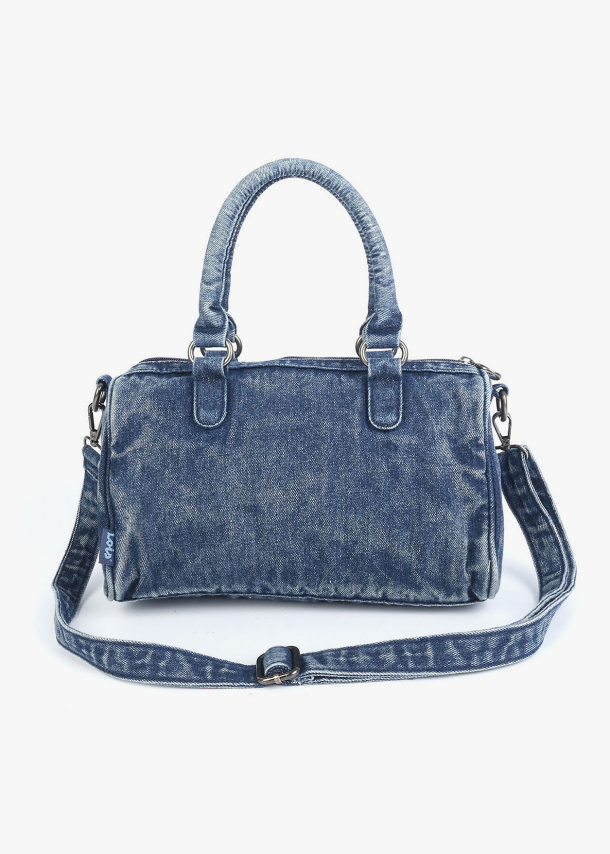 Bolso denim lavado con asa ajustable azul