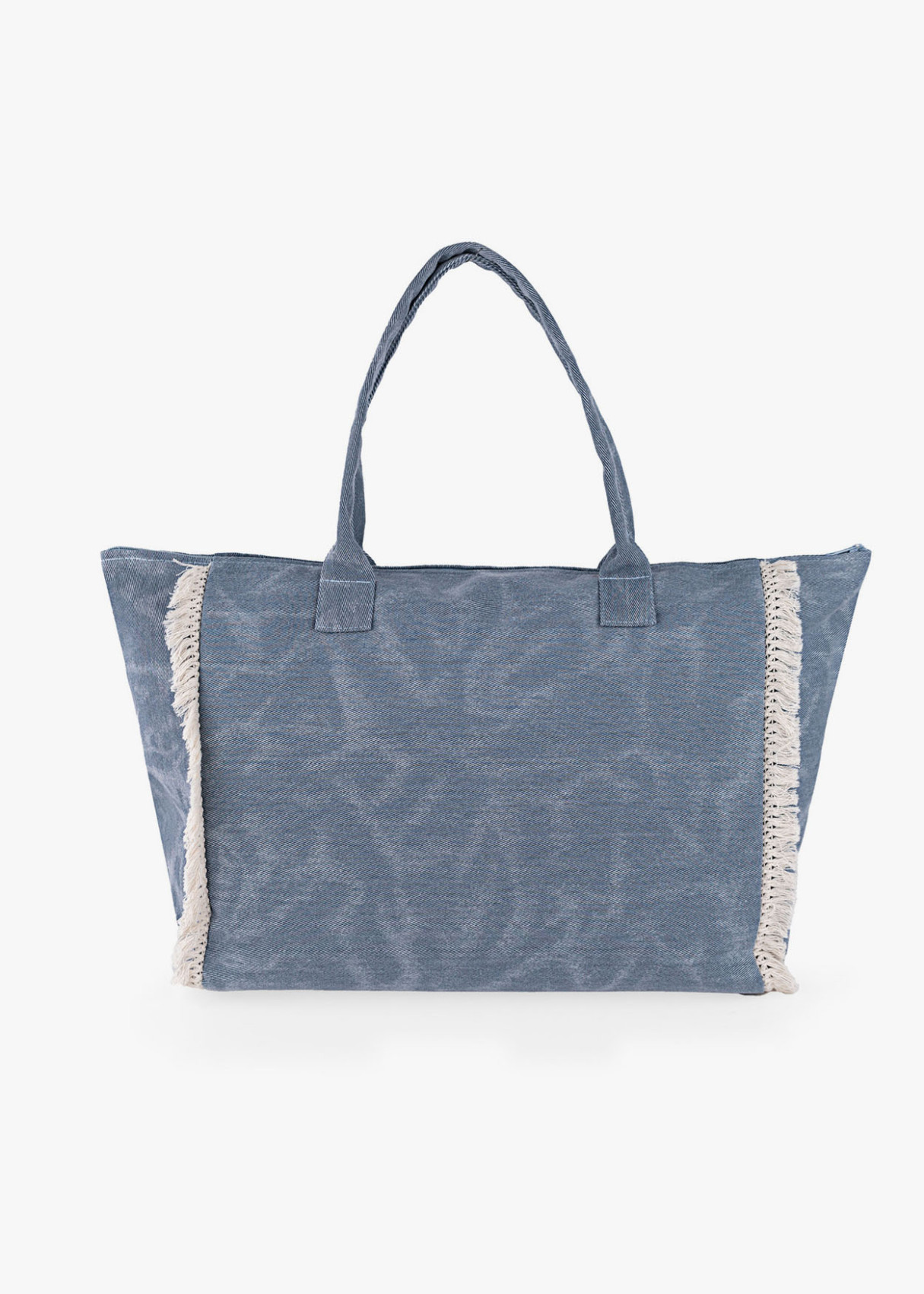 Bolso playa detalle flecos con alas ángel azul