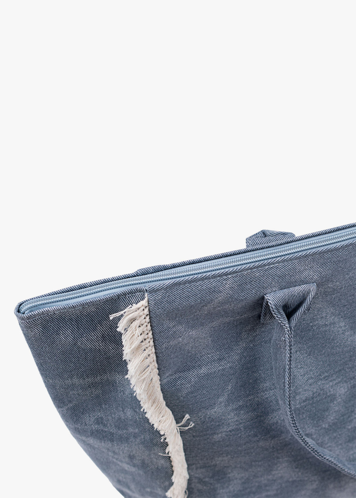 Bolso playa detalle flecos con alas ángel azul