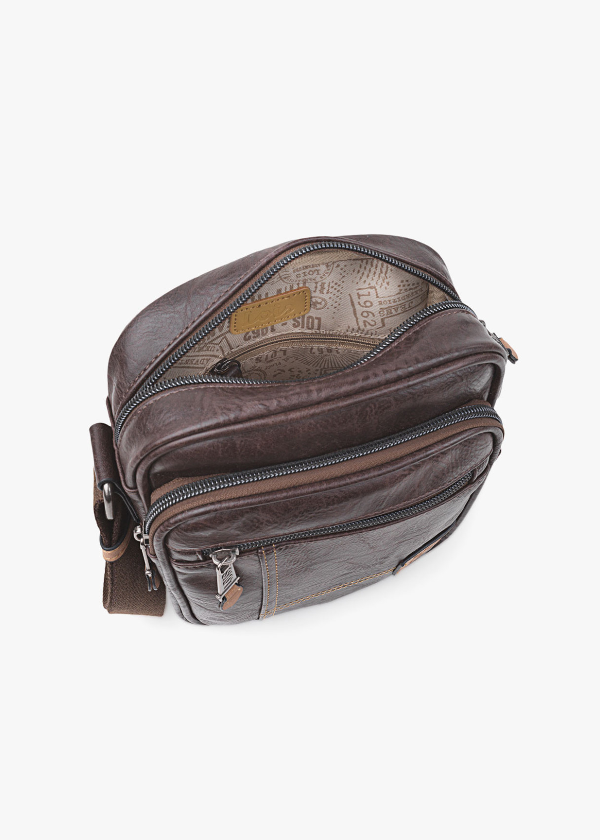 Bandolera ajustable con bolsillo frontal marrón