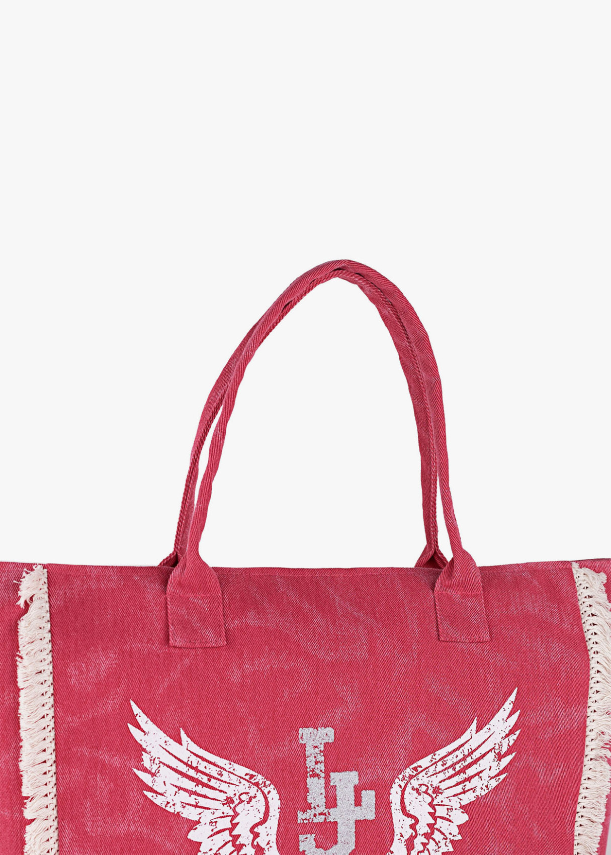 Bolso playa alas ángel con detalle flecos rosa