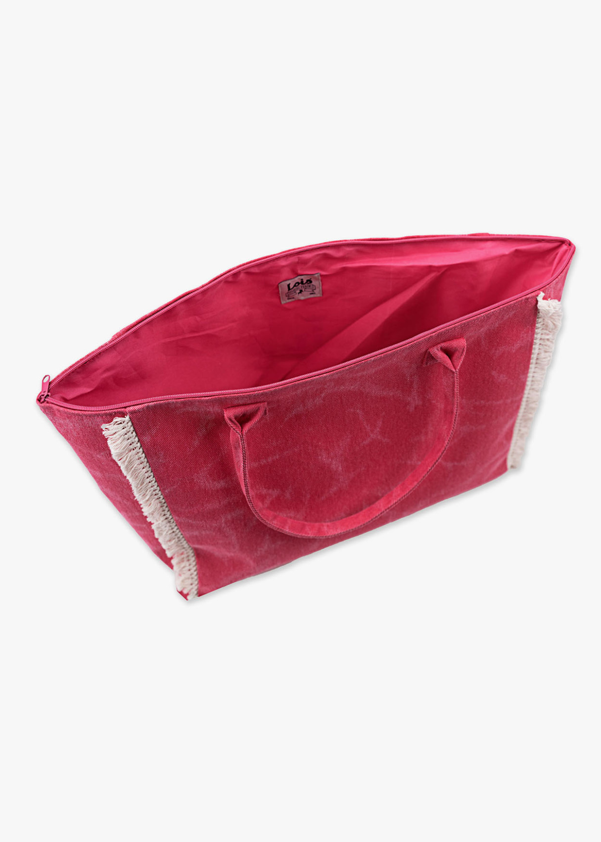 Bolso playa alas ángel con detalle flecos rosa
