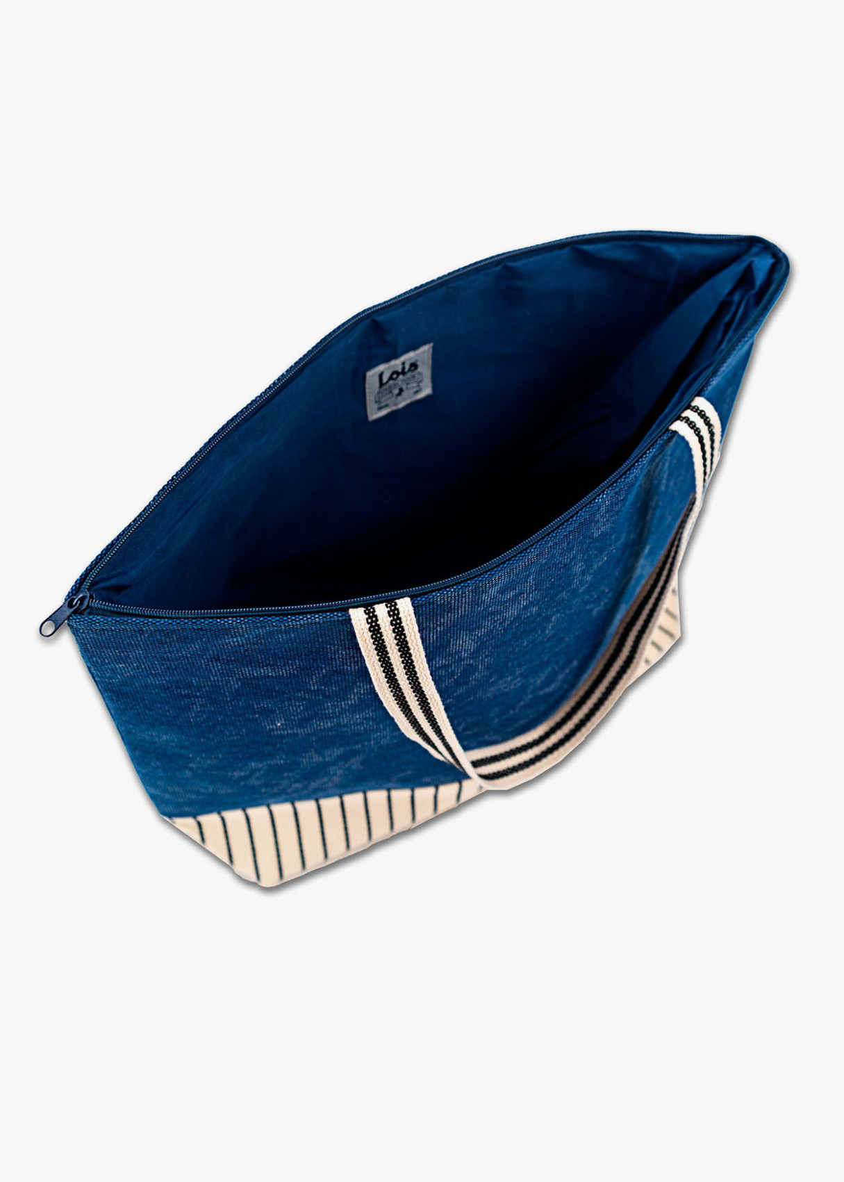 Bolso Playa Rayas bicolor Azul