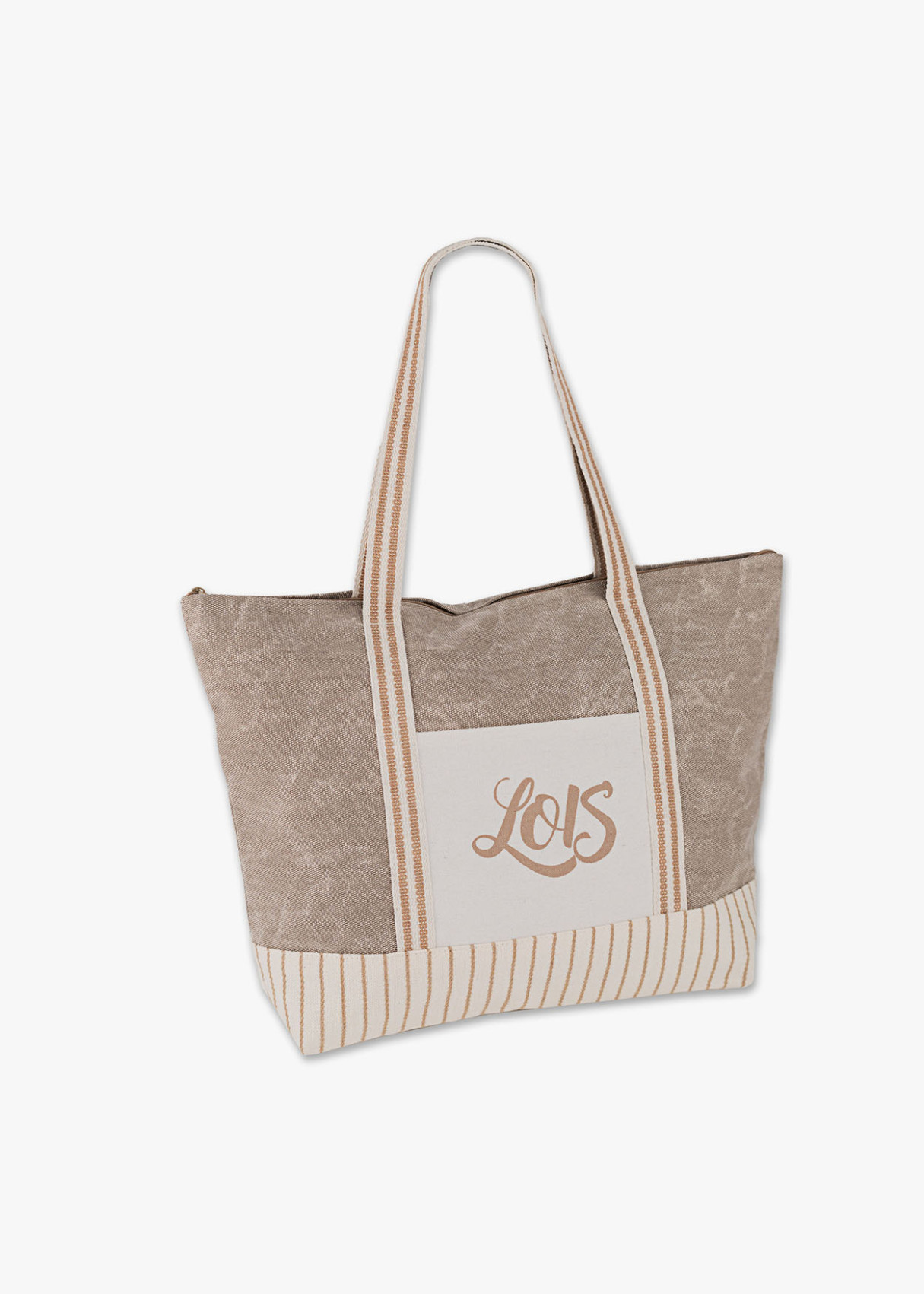 Bolso Playa Bicolor Rayas Beige