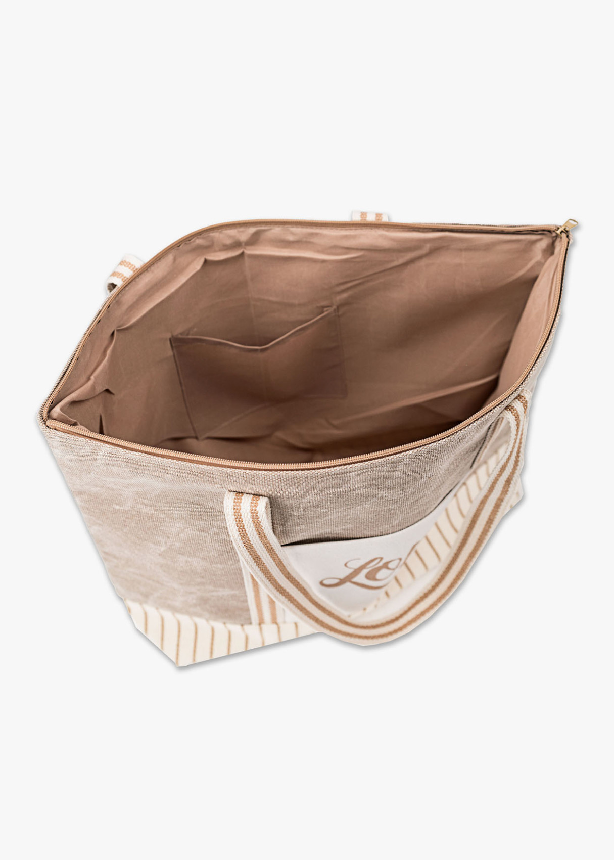 Bolso Playa Bicolor Rayas Beige