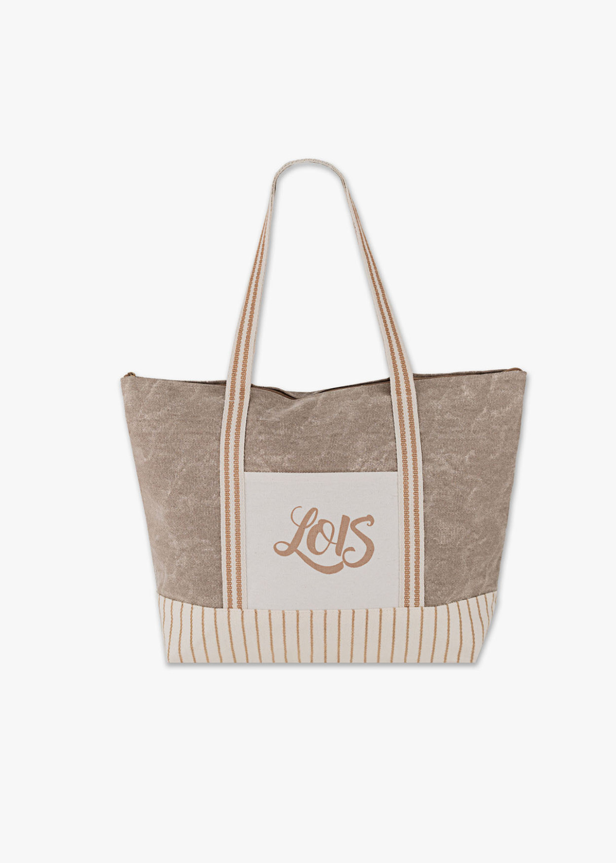 Bolso Playa Bicolor Rayas Beige