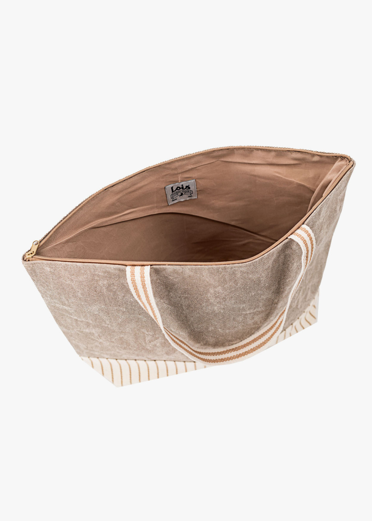 Bolso Playa Bicolor Rayas Beige